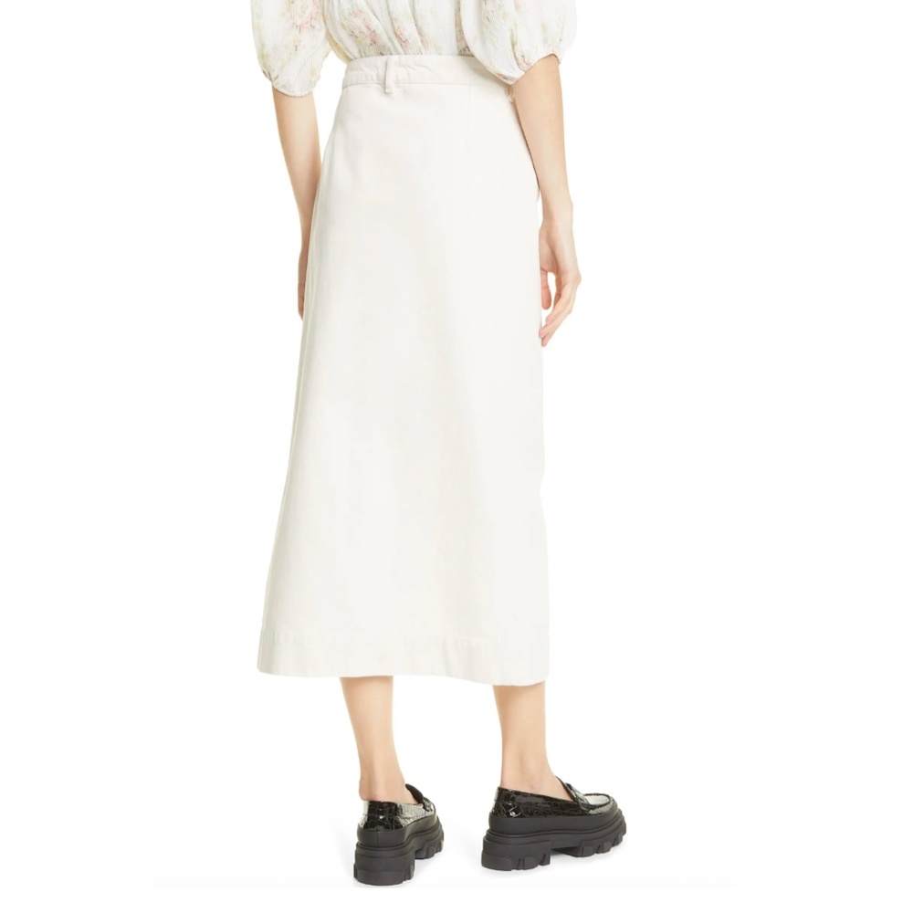 GANNI Scalloped Two-Tone Cream Denim Midi Skirt (34/US 4) - Picture 4 of 16